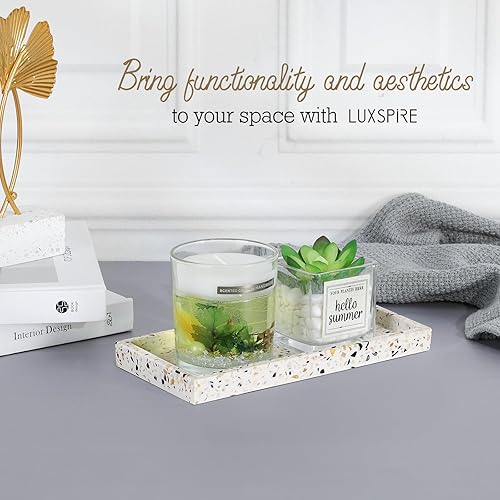 Miniatura 78 de Luxspire Bandeja de tocador de baño, tocador de resina, anillo de joyería, tanque de almacenamiento, fregadero de cocina, encimera, organizador