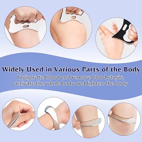 Miniatura 4 de Herramienta de masaje Guasha, herramienta de raspado de acero inoxidable de grado para raspado de tejidos blandos, herramienta de masaje mejorada,