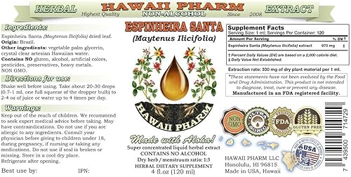 Miniatura 2 de Espinheira Santa, Cancerosa (Maytenus Ilicifolia) Extracto líquido de hoja seca sin alcohol, Espinheira Santa, suplemento herbario de glicerita, 2 x