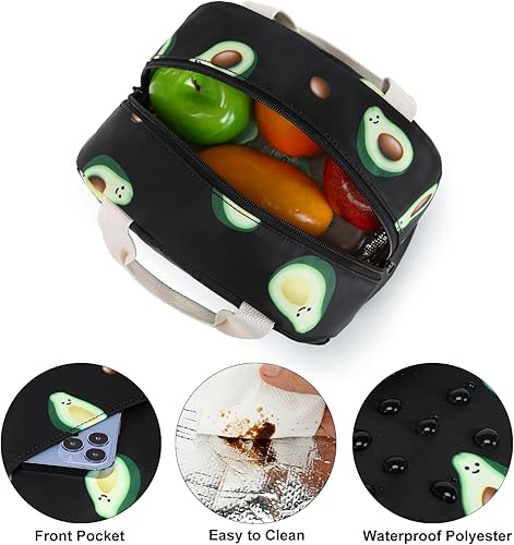 Miniatura 4 de Lonchera con diseño de aguacate para mujeres y niñas, con aislamiento, reutilizable, para niños, adultos, escuela, trabajo, picnic, viajes