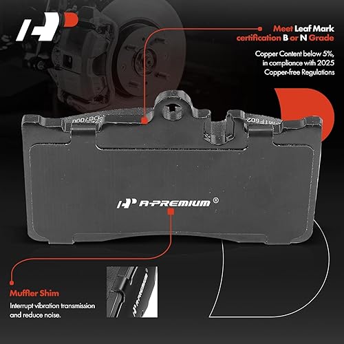 Miniatura 6 de A-Premium Juego de rotores de freno de disco perforados y ranurados delanteros + pastillas de cerámica compatible con modelos seleccionados de Lexus