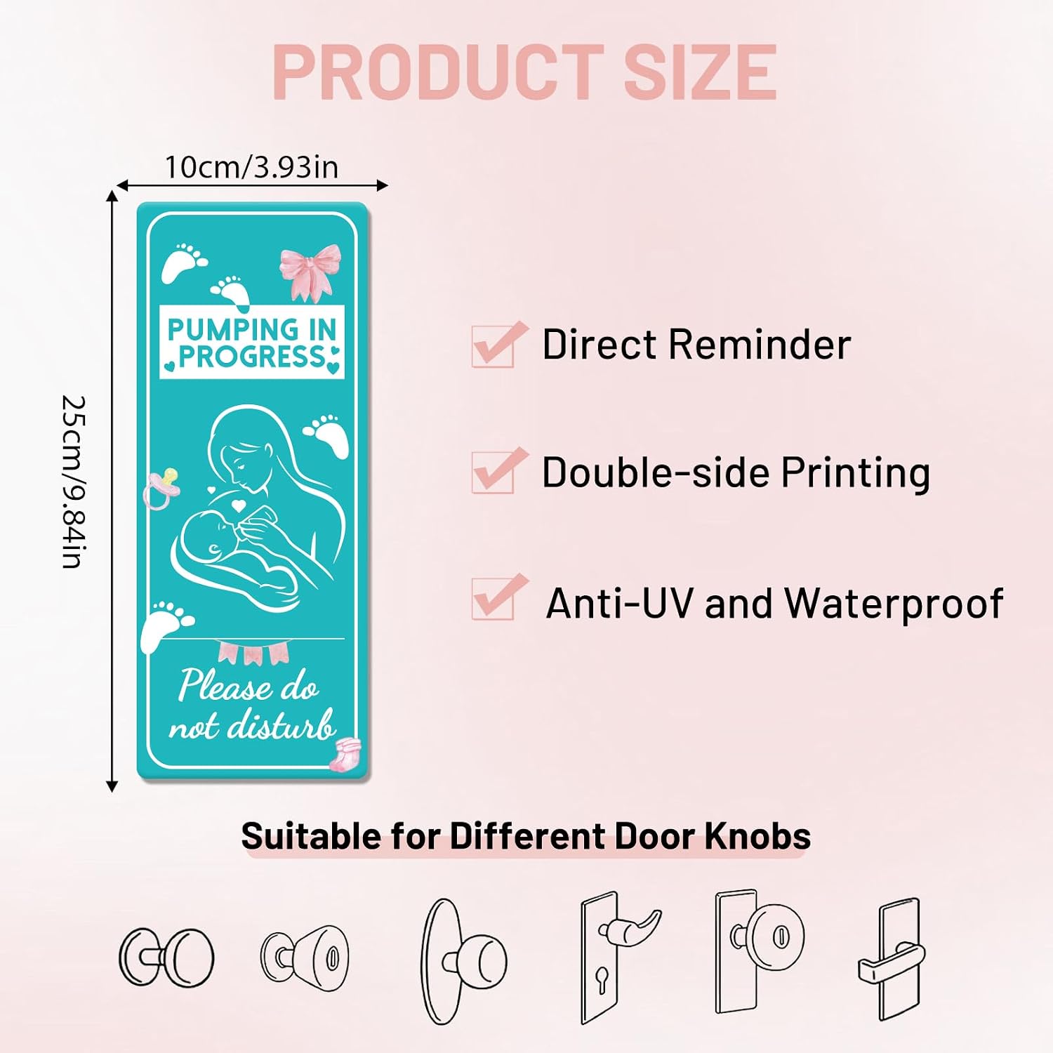 Breast Feeding Door Hanger Sign - 1 Pack Pumping in Progress Door Sign Double Sided PVC Do Not Disturb Signs for Home Nursery Baby Room 9″x4″