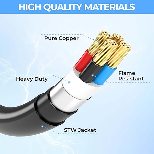 Miniatura 3 de CircleCord Adaptador divisor Y de generador de 4 clavijas y 30 amperios, NEMA L14-30P a 2X L14-30R, 10 AWG SJTW para interruptor de transferencia