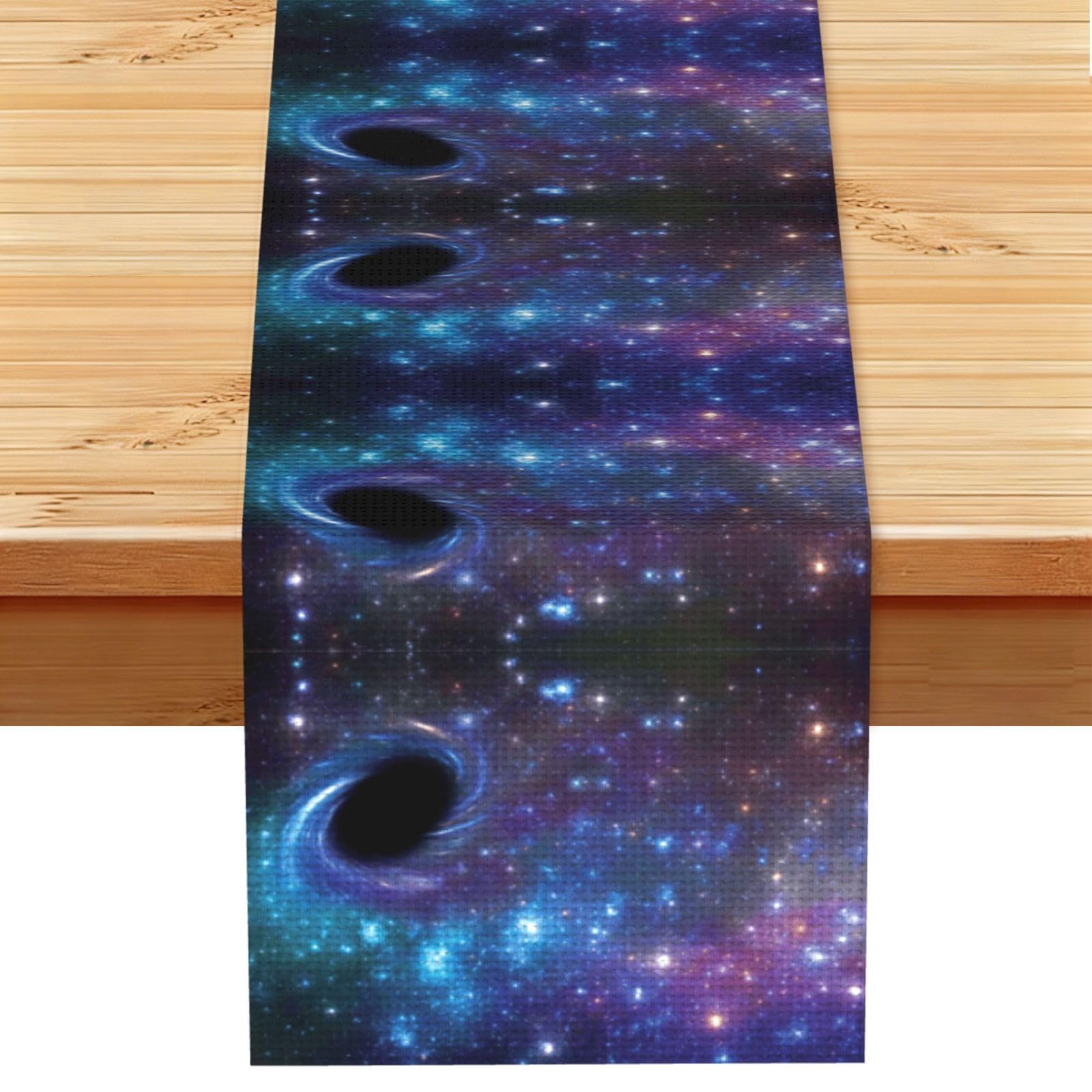 Galaxy Printed Dining Table Runner 13x72 Inch, Non-Fading Decor for Kitchen Dresser Fireplace Mantel