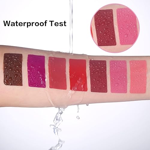Miniatura 8 de QiBest 7Pcs Matte Liquid Lipstick and 1Pcs Lip Plumper Makeup Set, Pigmented Waterproof Halloween Lip Make Up Valentine's Day Gift Lip Gloss Sets