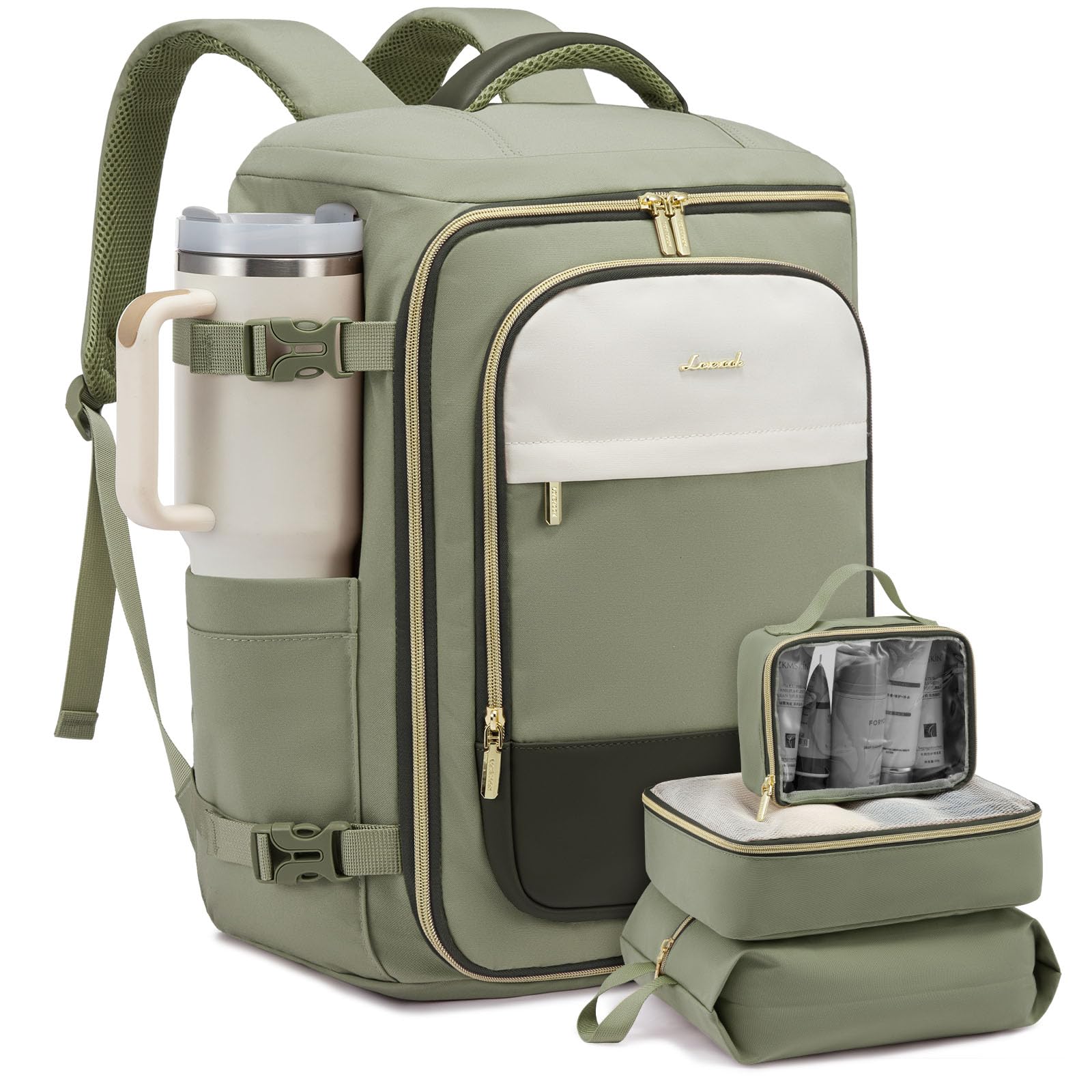 LOVEVOOK Large Travel Backpack for Women, 40L TSA Approved Backpack with 3 Packing Cubes, Personal Item Bag Fits 17" Laptop, Water-resistant Carry On