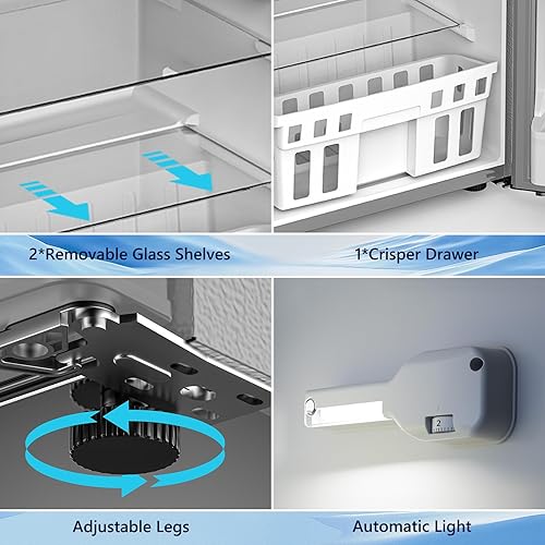 Miniatura 10 de Joy Pebble Refrigerador pequeño de 3.1 pies cúbicos con congelador, refrigerador compacto con congelador, mini refrigerador para dormitorio,