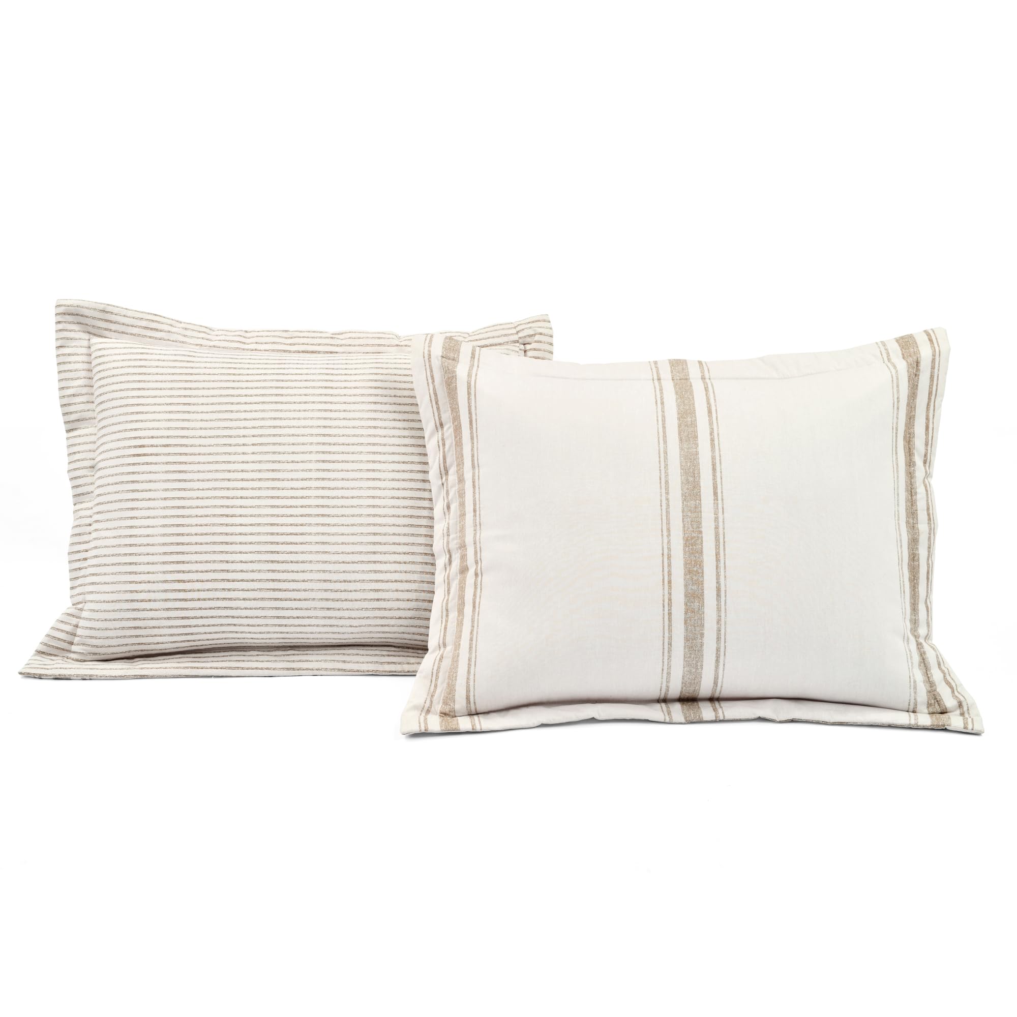 Lush Decor Komplet pościeli dwustronnej z bawełny Farmhouse Stripe, 3-częściowy, King, kolor neutralny, w paski, w stylu rustykalnym