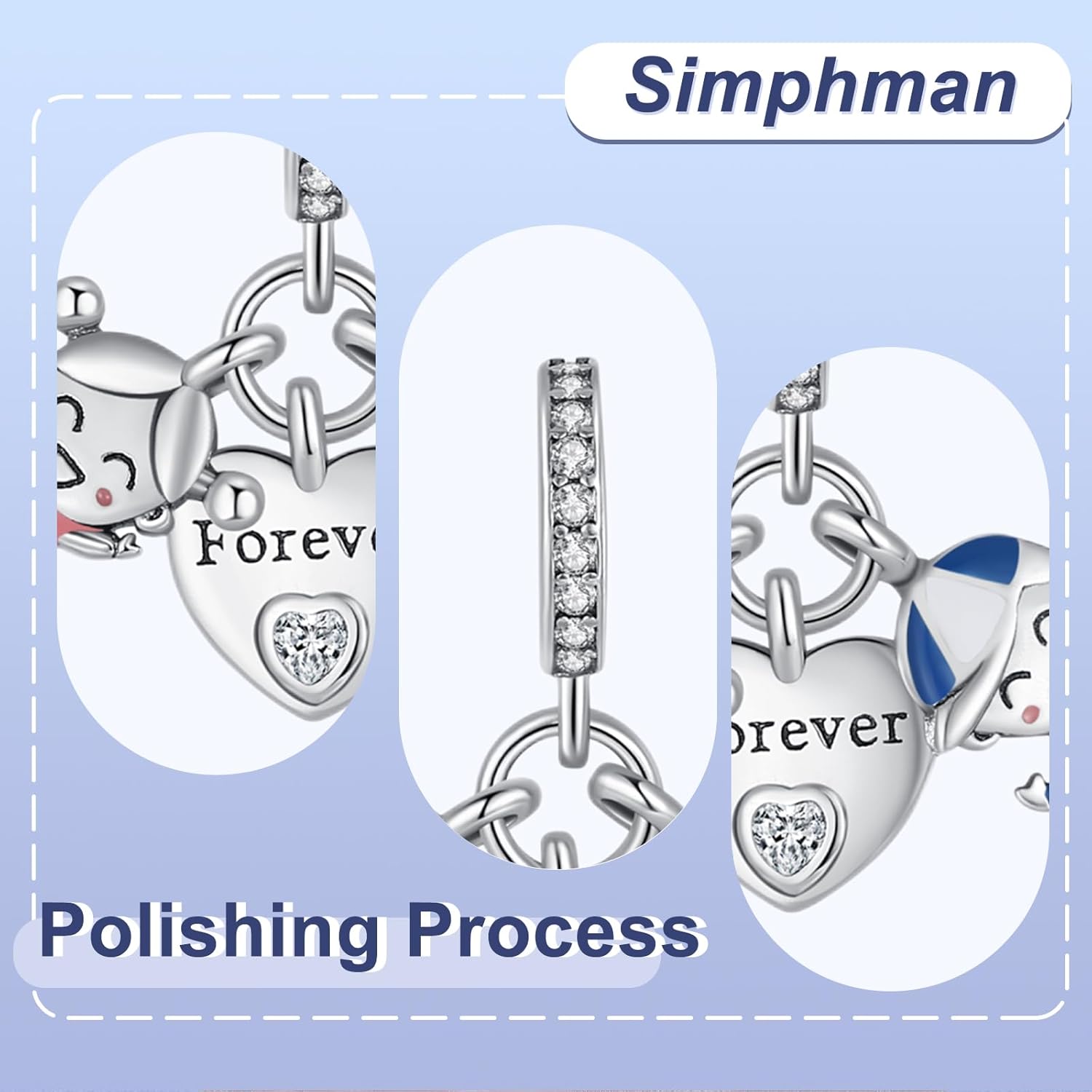 Heart Mother Family Animal Golden Charm 925 Sterling Silver Charms for Bracelets and Necklaces Bead Charms with Cubic Zirconia Jewelry Charm for Women Family Friends - Image 3