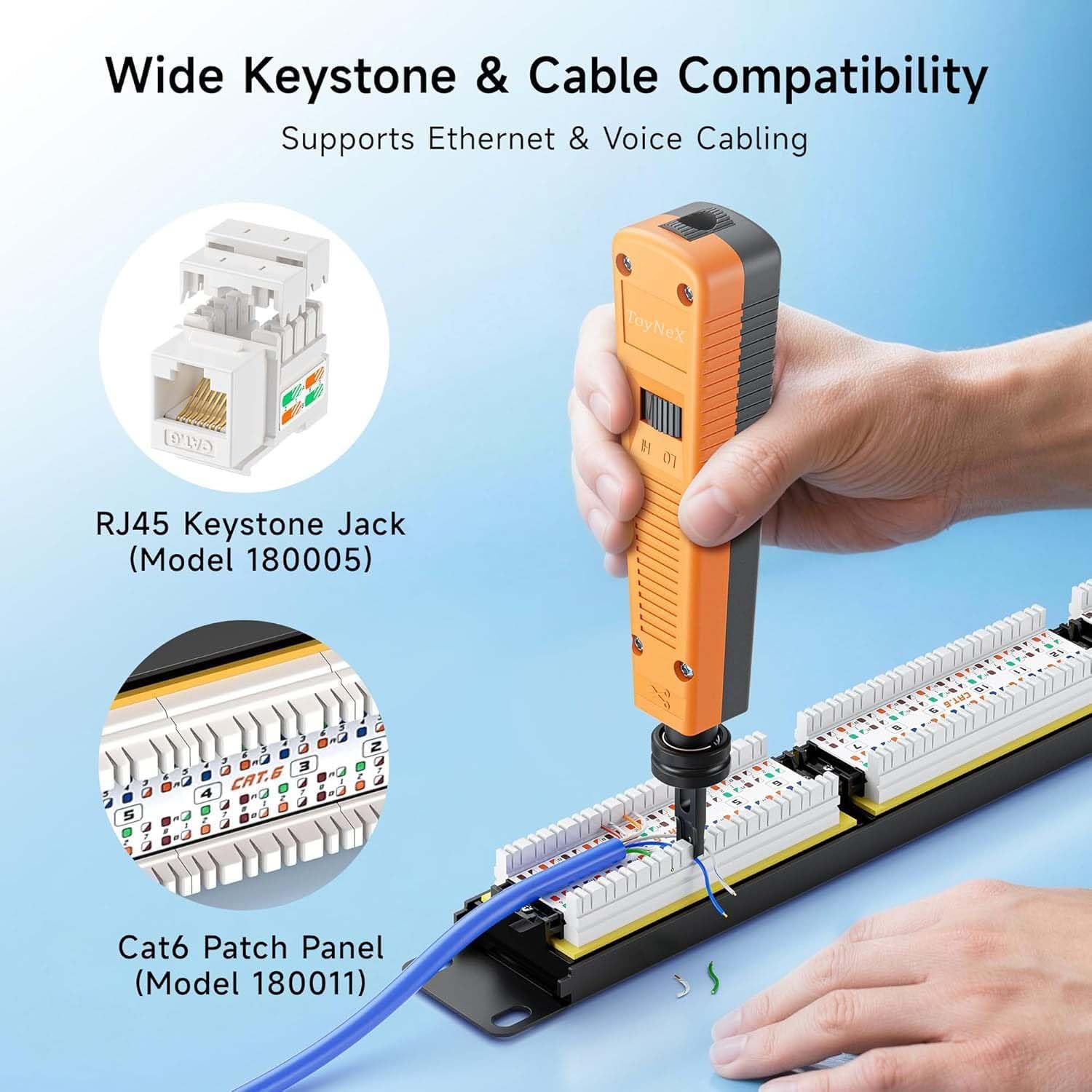 ToyNeX 110 Impact Punch Down Tool with 110 Blade, Professional Ethernet Network Cable Termination Tool for Cat8 Cat7 Cat6A Cat6 Cat5e Keystone Jacks and Patch Panels (Orange) 3