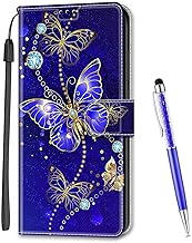 MadBee Coque Compatible avec Samsung Galaxy A05S, Imprimé Coloré Motif Portefeuille Housse en Cuir synthétique avec Support et Cartes Compartiments pour Samsung A05S (Papillon B)