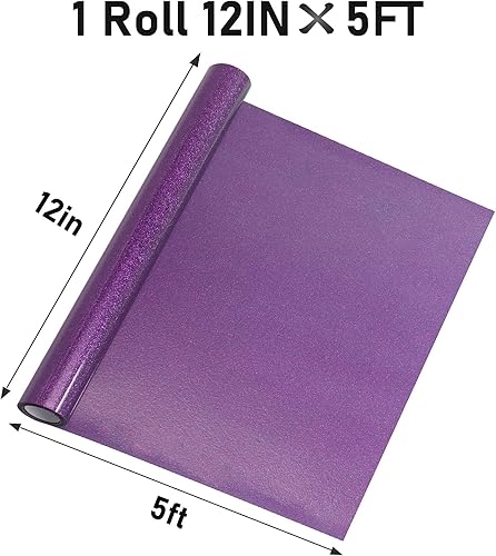 Miniatura 2 de Rollo de vinilo de transferencia de calor HTV con purpurina, vinilo para planchar con purpurina para Cricut y Silhouette Cameo, vinilo con purpurina