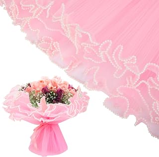 Solaradgy 2Pcs Bouquet Wrapping Paper, Flower Bouquet Wrapping Paper Ideal for Mother's Day and Special Occasions with White, Black, and Light Pink (pink)