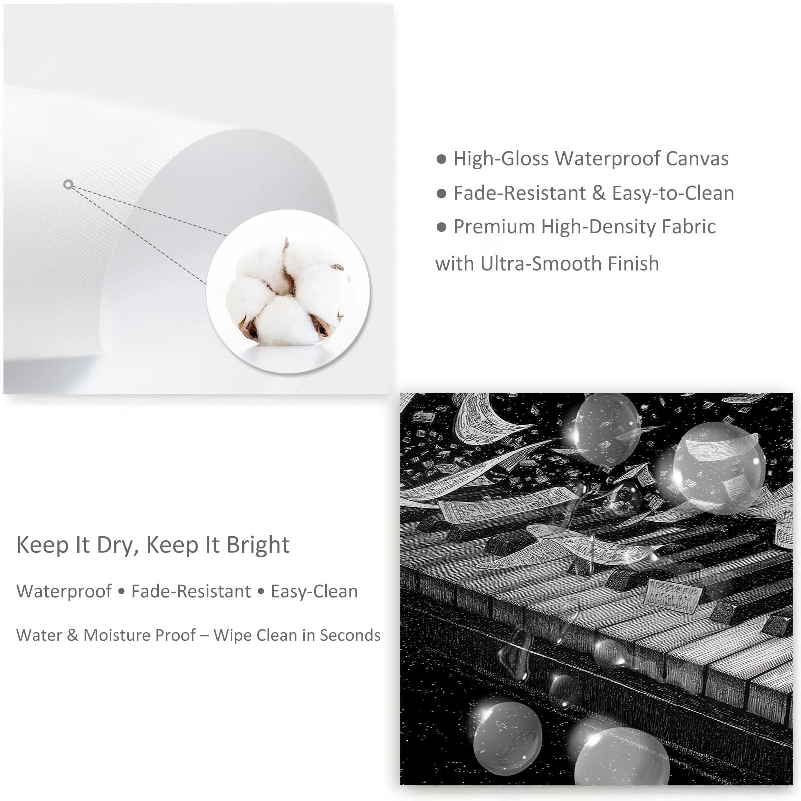 Generico Stampa su Tela 3D Pianoforte spartiti musicali 70x50cm Quadri su Tela Moderni, Opere d'arte e Poster da Parete, Pittura a Parete Decorazioni per Soggiorno Camera da Letto