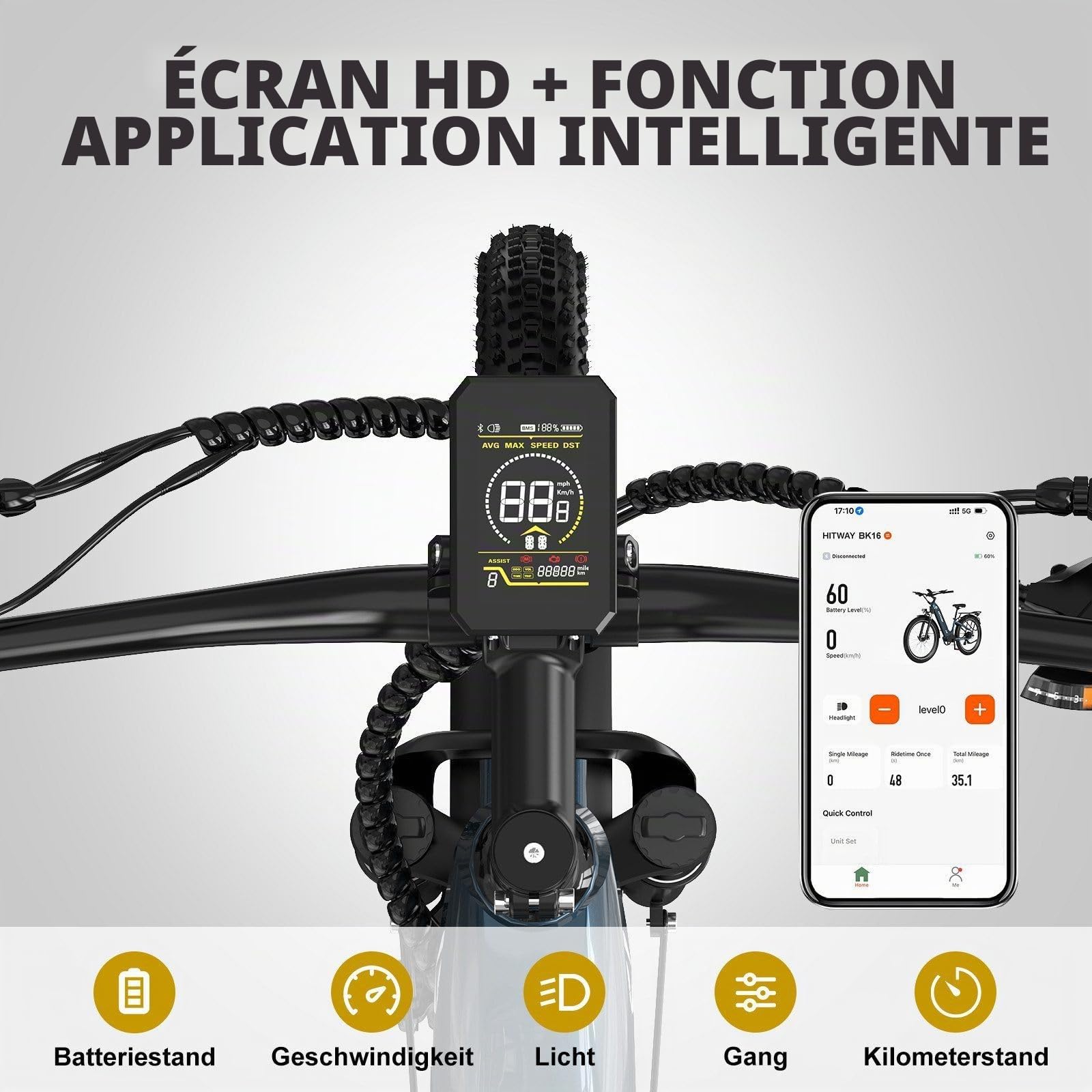 HITWAY 26X3.0 Vélo Électrique 250W City Cruiser E Bike 48V 18AH Batterie Amovible Max Range 55-80KM Electric Bike 7 Vitesse Vélo Électrique de Banlieue pour Adultes