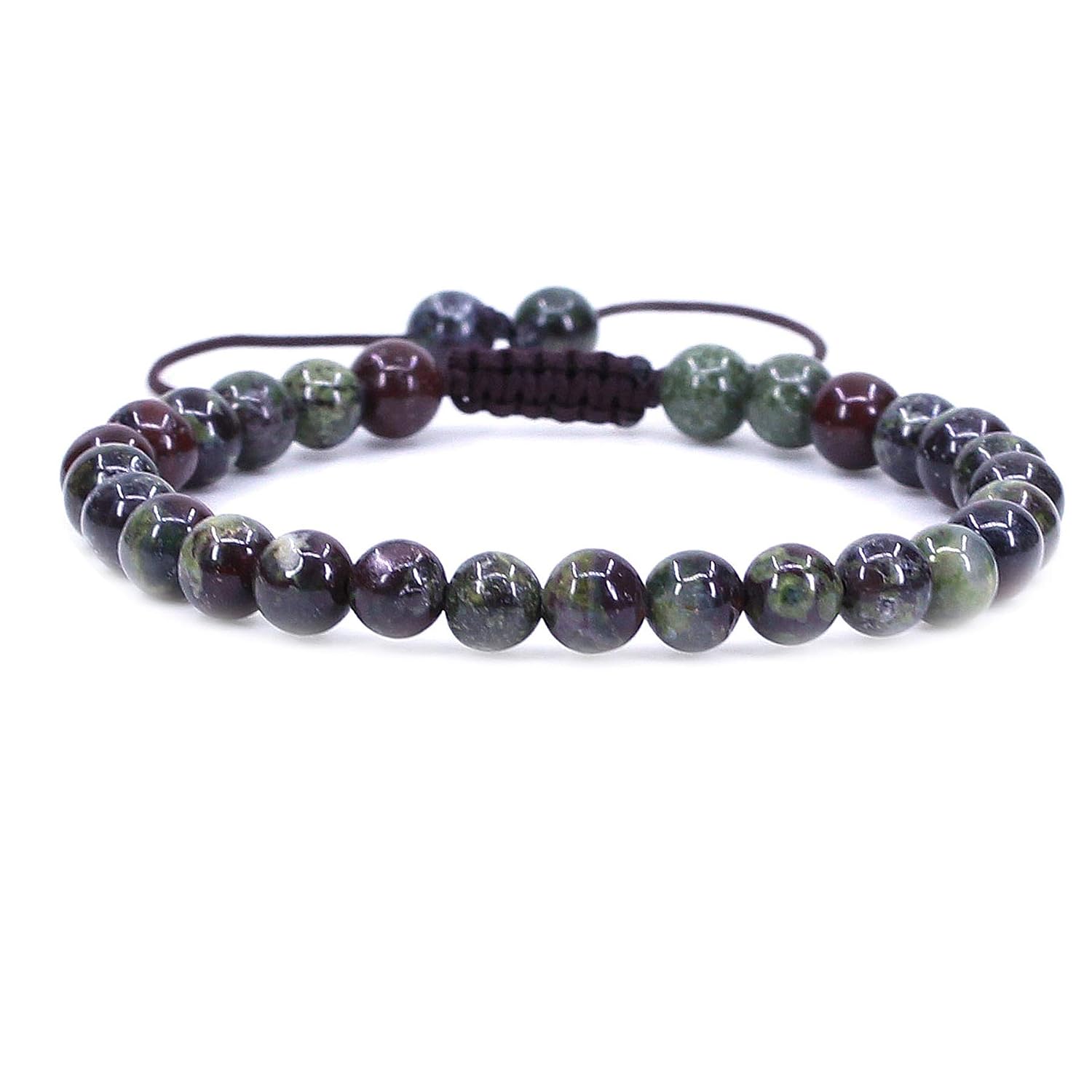 Keleny Gem Semi Precious Gemstones 6mm Round Beads Stone Crystal Adjustable Braided Bracelets Unisex