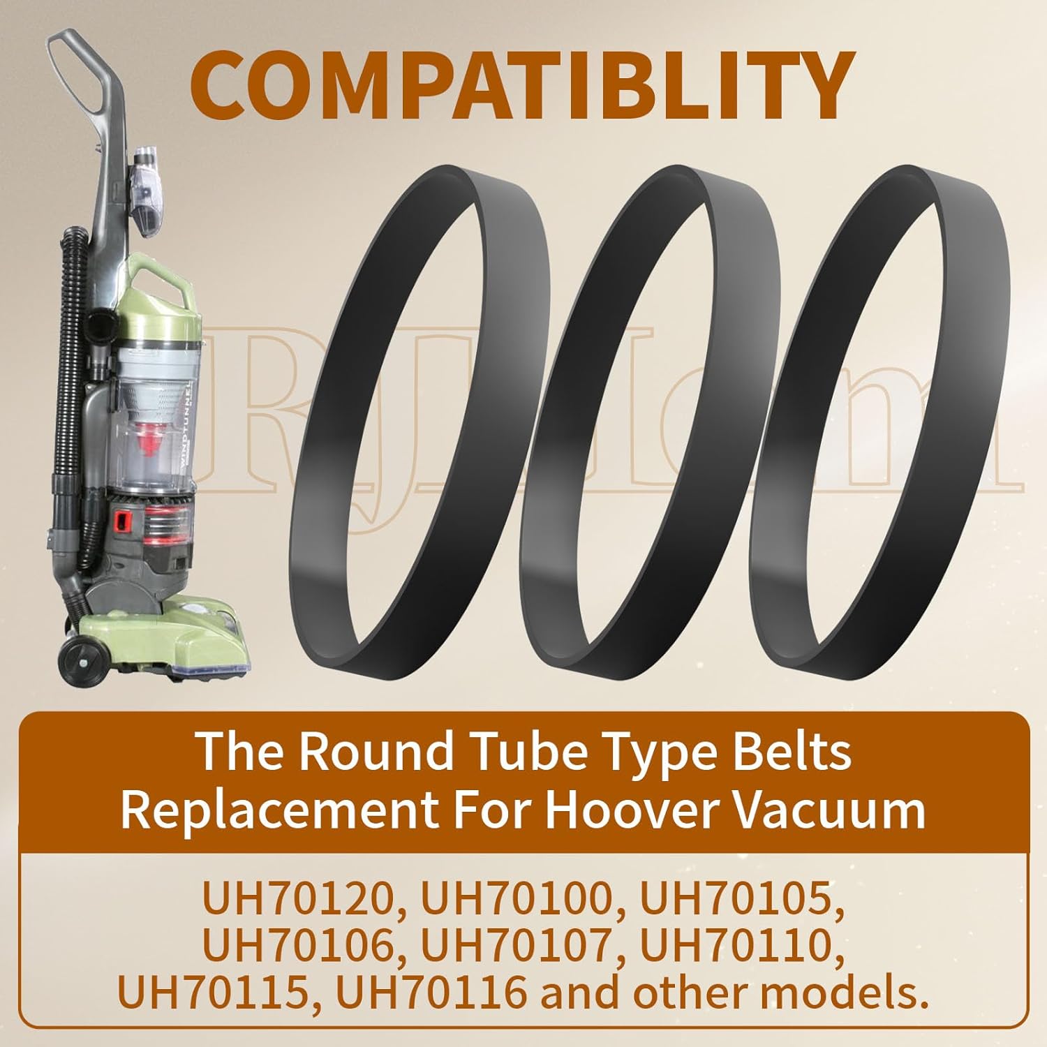 38528-058 Vacuum Replacment Belts for Hoover Windtunnel Vacuum Cleaner 38528-033 38528-058 1LU0310X00 UH70110, UH70120, UH70105, UH70100, UH70115, UH70106, UH70107, UH70116, UH71009 (3 Pack)