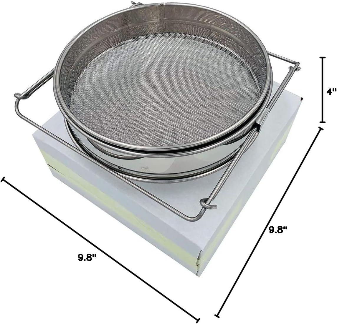 Honey Stainless Steel Strainer Double Sieve, Bee Keeping Equipment Filter with Extendable Arms