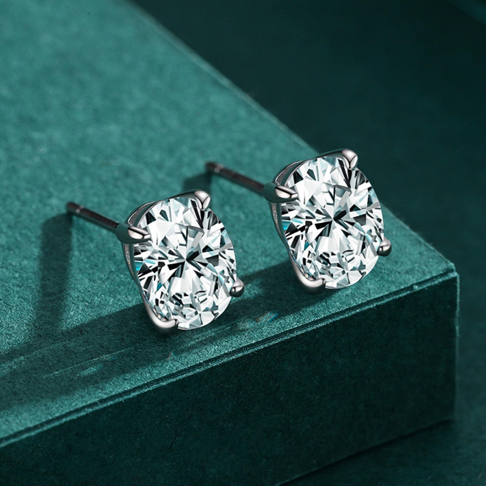 Kolczyki sztyfty białe złoto 750 585 375 damskie kolczyki damskie proste z 4 pazurami owalne Moissanite 1,5 ct kolczyki na sztyfcie prawdziwa biżuteria dla panny młodej, białe złoto