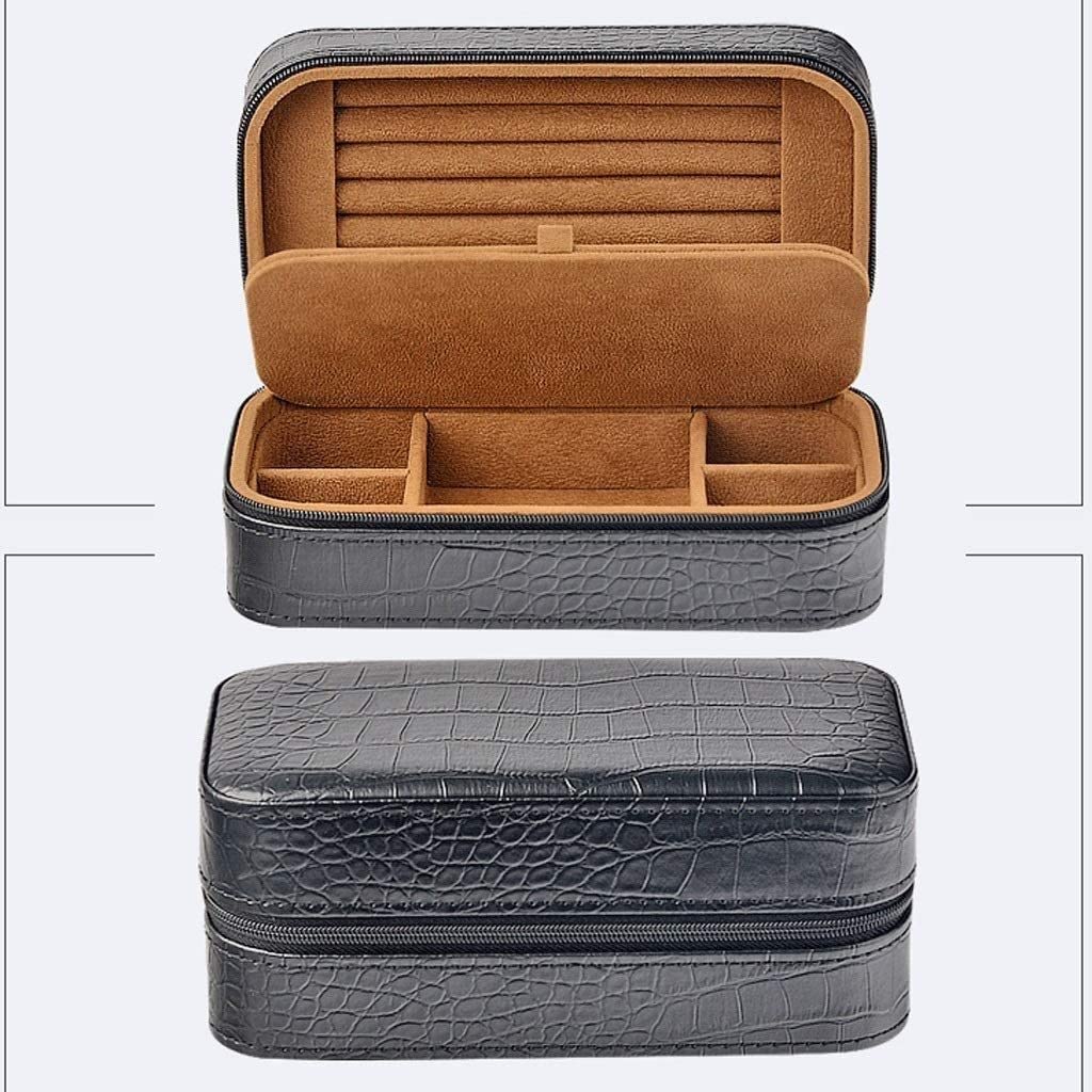 Schmuckkasten Schmuckkästchen Schmuckbox Leder Reise Tragbare Große Kapazität Ring Box Samt Innen Doppelschicht Schmuck Organizer Box Für Frau. Schmuckschatulle (Color : A, Size : 9.5x18.5x8cm)