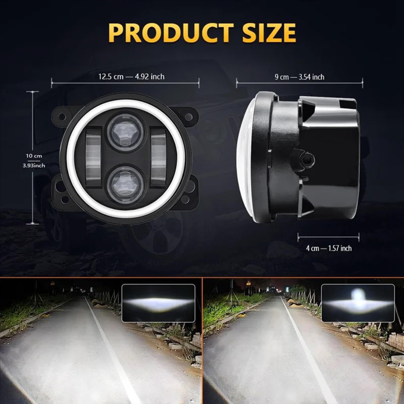 Dla Jeep Dla Wrangler Dla nielimitowany Dla JK 4 drzwi 2007~2015 4-calowe Angel Eyes LED Światła przeciwmgielne Przednie światło przeciwmgielne samochodu Wymiana lampy samochodowej DRL Jazdy Lampa