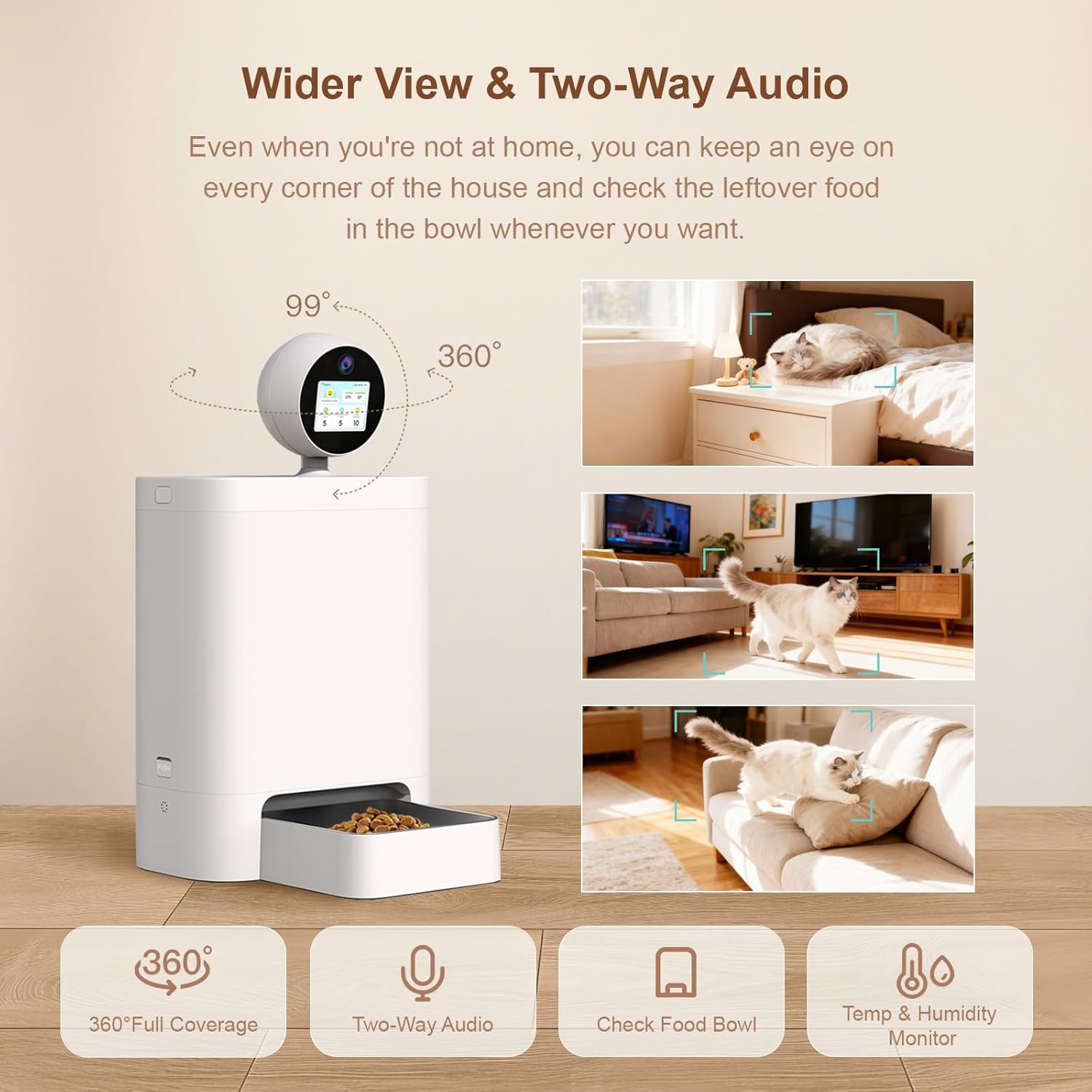 Automatic Cat Feeder with Camera 360°, 2K HD Pet Feeder with Night Vision & 2-Way Audio, Smart APP Control, AI Smart Cat Feeder, Up to 16 Meals/Day, 5.5L Timed Food Dispenser for Cats & Dogs