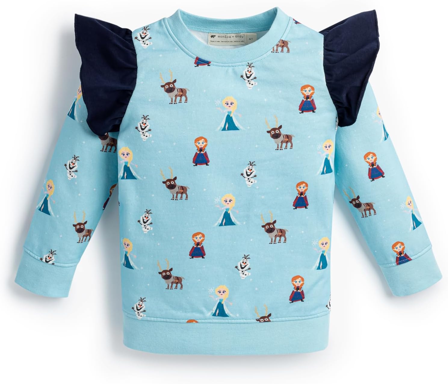 Monica + Andy Double Ruffle Sweatshirt, 100% Organic Kids Clothes for Girls, Sizes for Kids, Toddler, & Infant