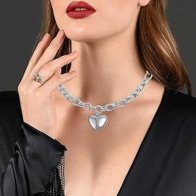 delivery 厚いチェーンpunk 大きなハート型 金属ネックレス 男女兼用 delivery 厚いチェーンpunk 大きなハート型 金属ネックレス 男女兼用