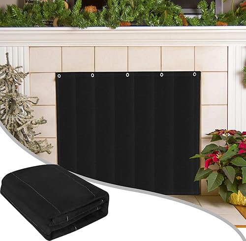 Manta bloqueadora de chimenea de 39 x 32 pulgadas, tapones autoadhesivos para chimenea para ahorrar energía, cubierta de chimenea con cintas de