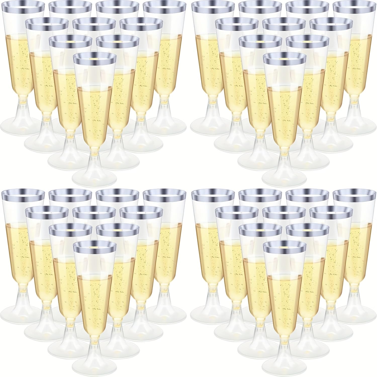 72/36 Silver Plastic Champagne Glasses, 5-ounce Disposable Plastic