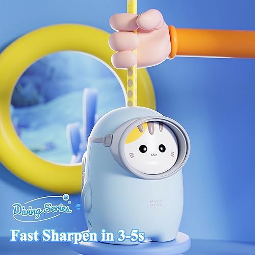 Miniatura 3 de M&G Mini sacapuntas eléctrico, sacapuntas portátil, diseño de gato, con bateríaUSB de doble potencia para lápices, niños, estudiantes, hogar, aula,