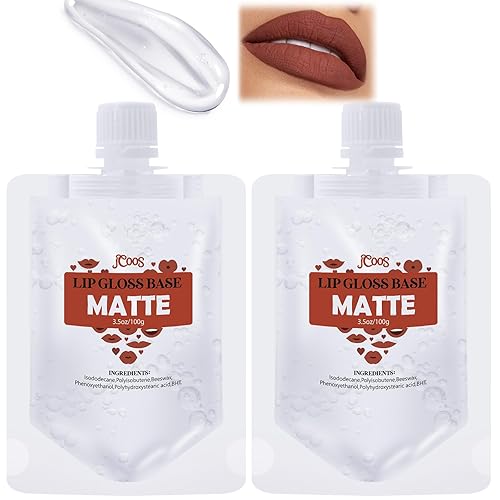 JCOOS Base de brillo de labios, 2 unidades de base de brillo de labios mate (3.53 oz), base de brillo de labios transparente, hidratante, brillante,