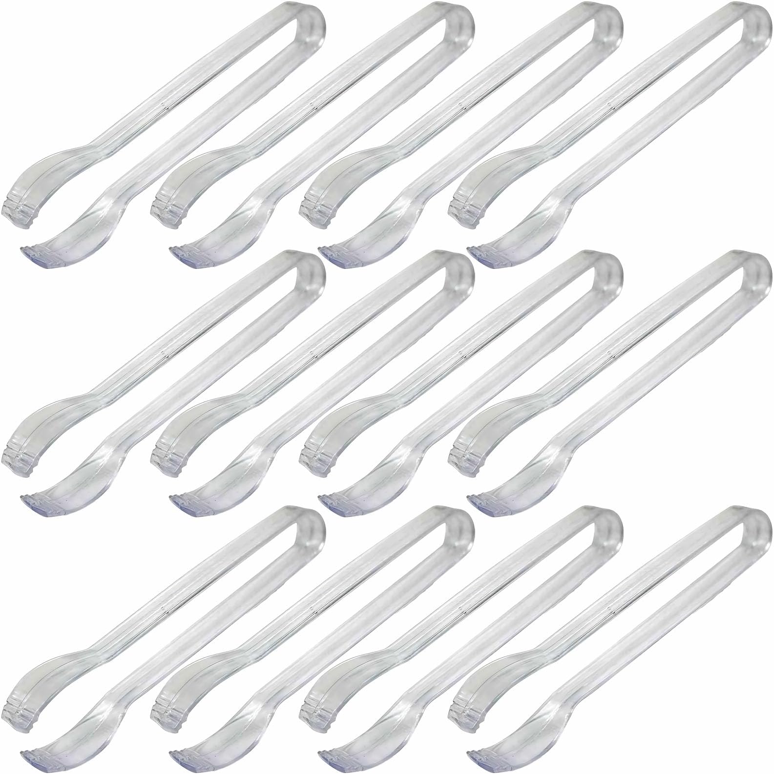 Mini Clear Plastic Tongs - 5.5" x 10" (12 Count) – Sturdy & Reusable – Perfect For Parties, Catering & Food Services