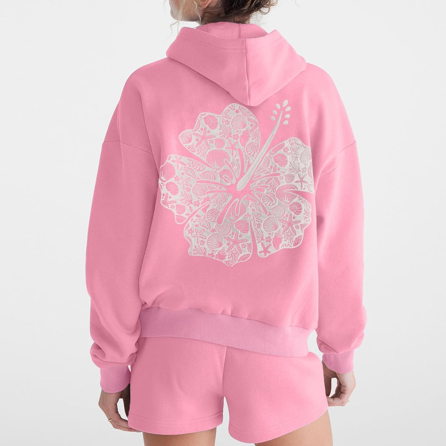 Cute Hoodies for Teen Girls Floral Embroidered Patchwork Hoodie Y2k Oversized Pullover Sweatshirt Preppy Streetwear - Image 3