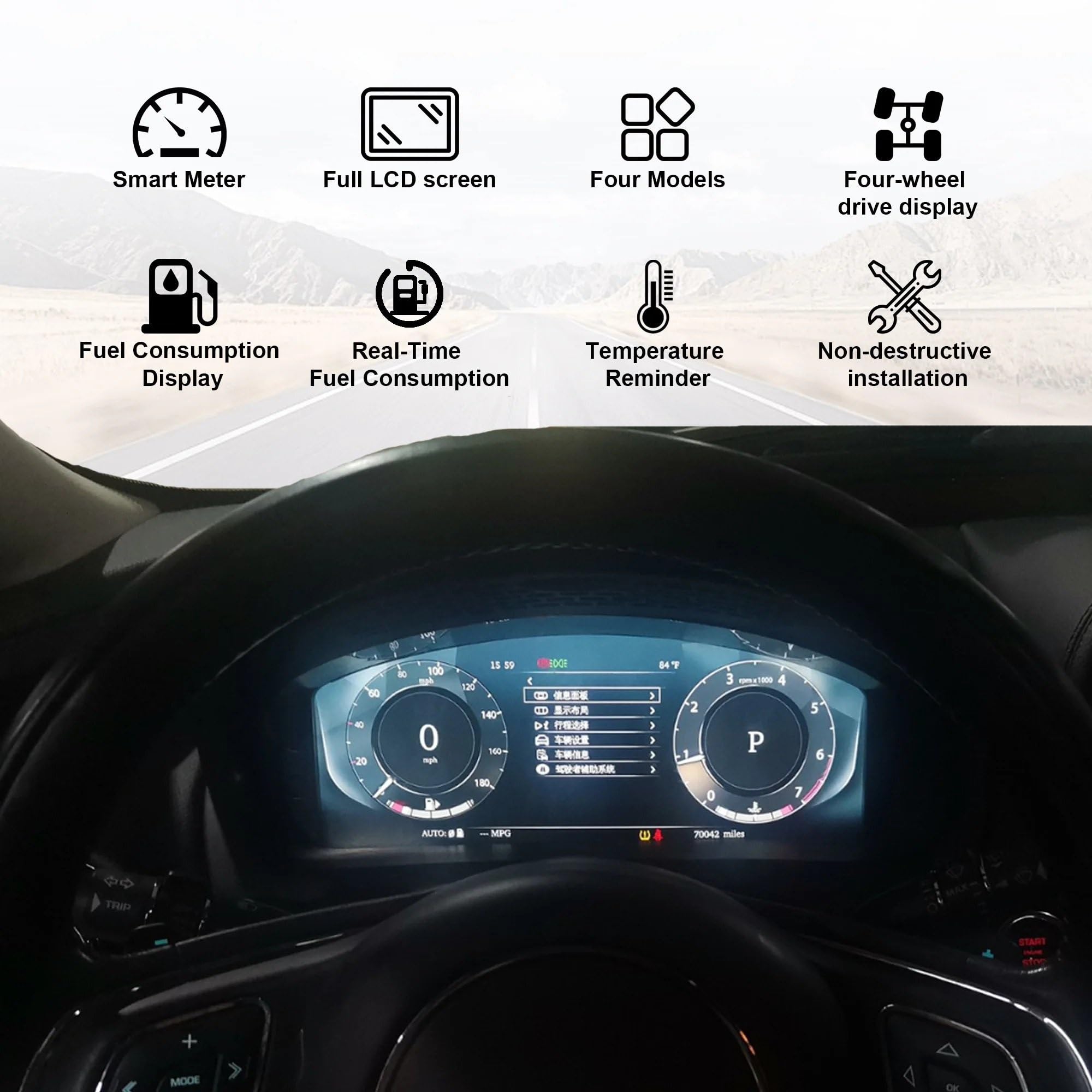 Compteur de Vitesse Compteur De Vitesse, Tableau De Bord, Panneau, Jauge De Cockpit, 12.3 Pouces, Convient pour Jaguar XJ XJL 2010 – 2015