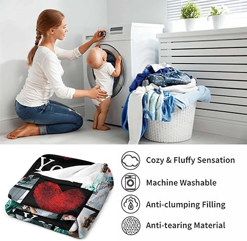 Miniatura 6 de Regalos para el día de San Valentín para ella, collages personalizados de fotos y texto en mantas hechas en Estados Unidos, manta suave