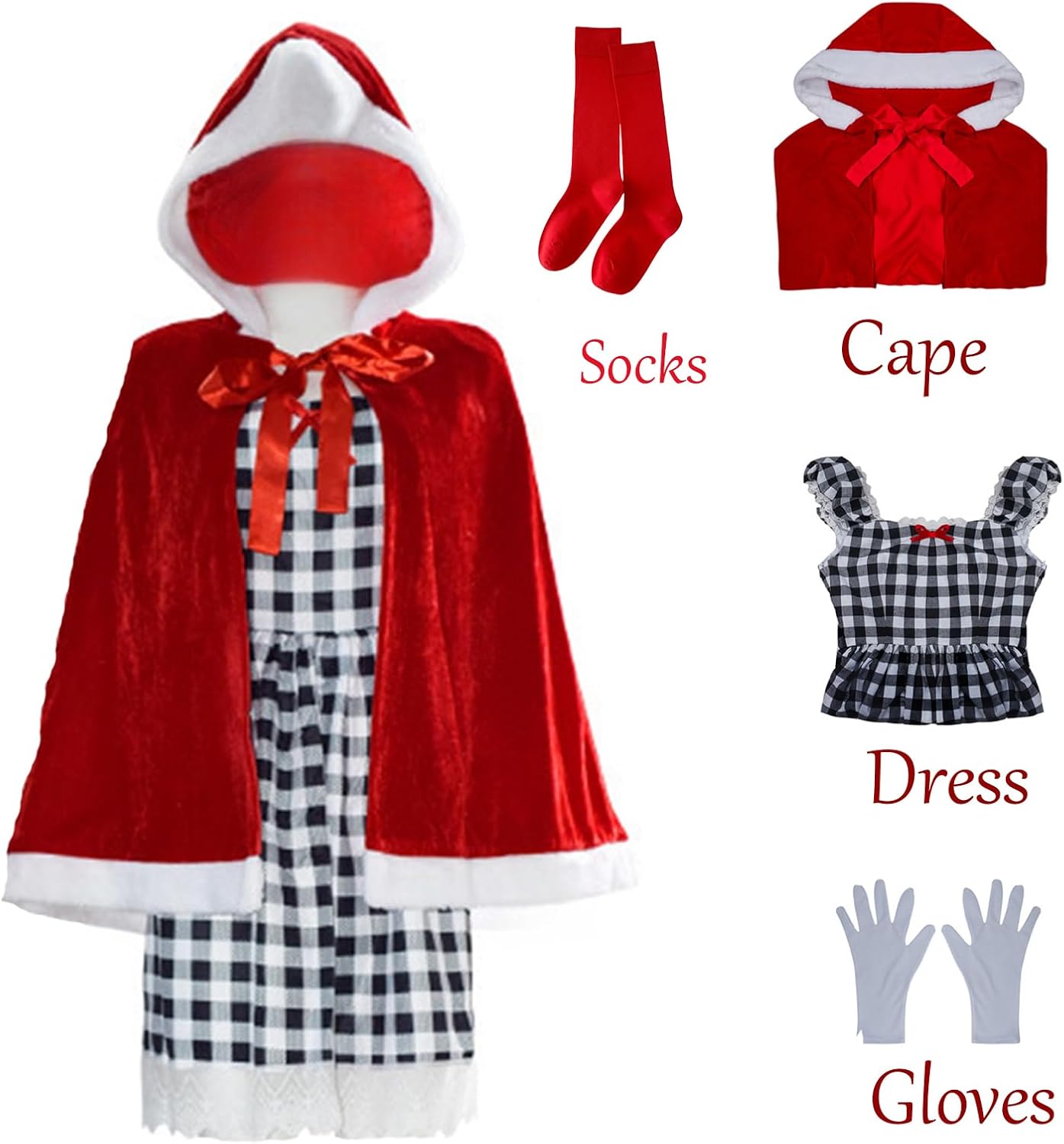 Costume Clothes Outfit Women Party Suit Cape Red Dress Halloween Christmas - Image 5