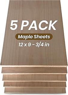 12x9-1/2 Inches Maple Plywood Sheets (Pack of 5) - Plywood Cut to Size for Laser Cutting & Engraving, Drawing & Drawer Bottom Replacement Board