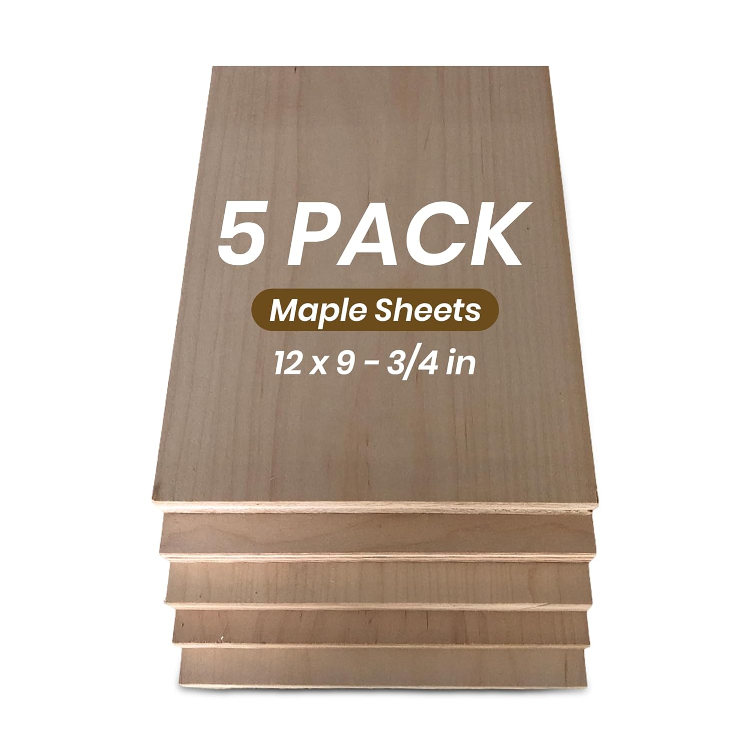 12x9-1/2 Inches Maple Plywood Sheets (Pack of 5) - Plywood Cut to Size for Laser Cutting & Engraving, Drawing & Drawer Bottom Replacement Board