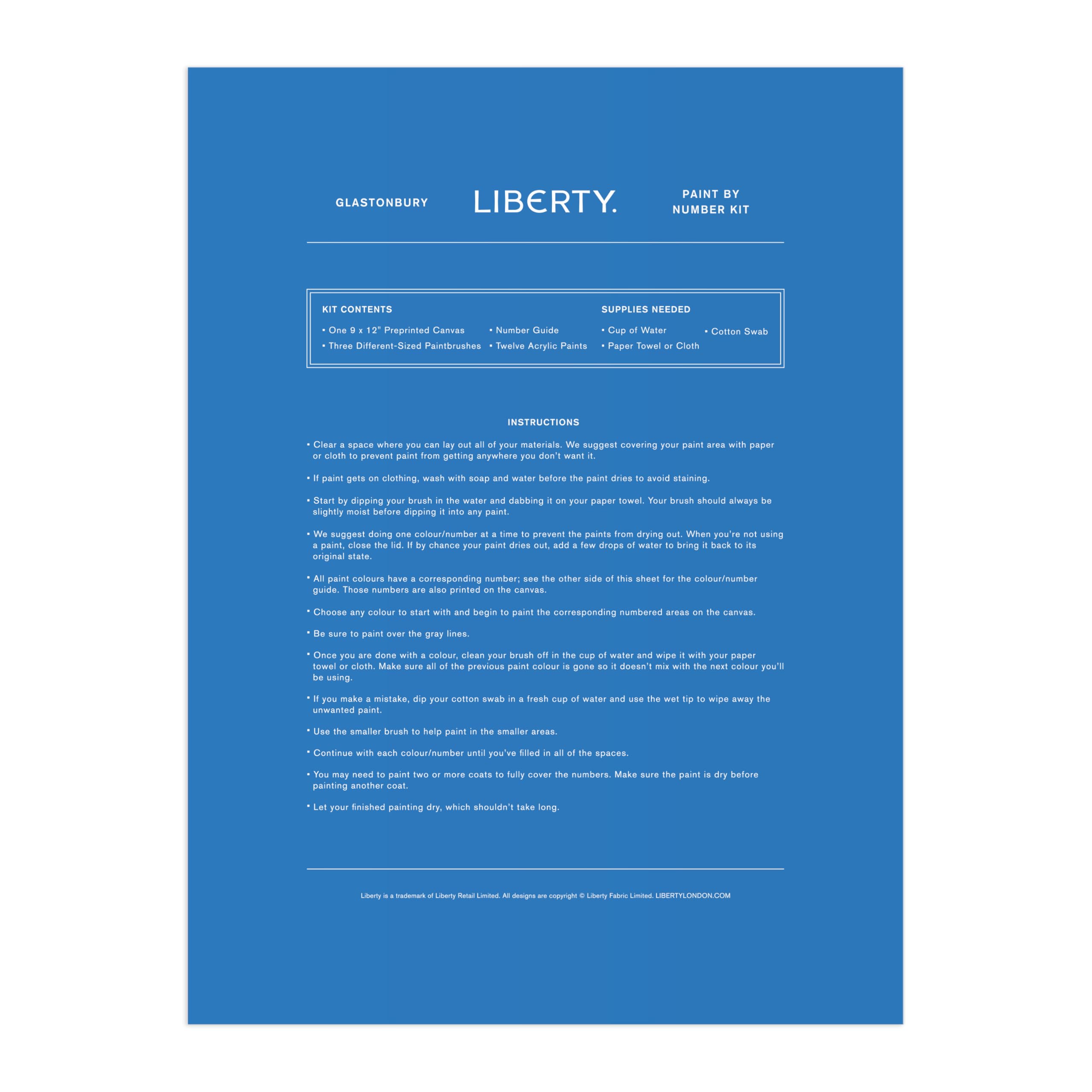 Liberty Paint by Number Kit Glastonbury
