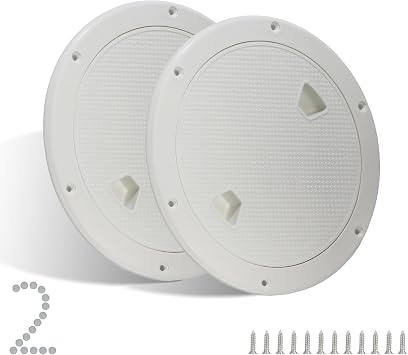 2 Pcs Boat Hatch, Marine Access Hatch for Marine Boat Yacht Kayak, Round Non Slip Boat Storage Hatch Lids, Inspection Hatch Deck Plate Hatch with Detachable Cover