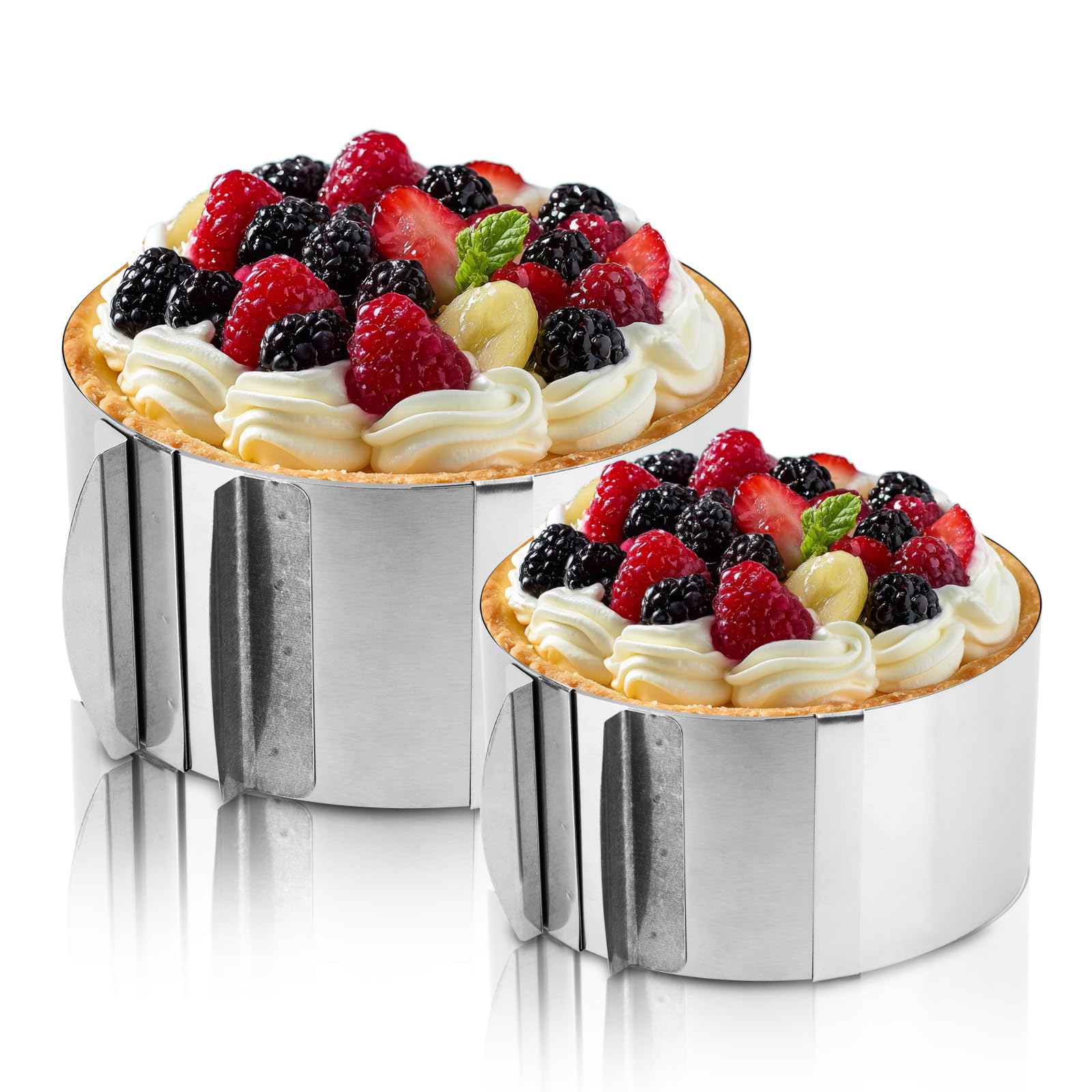 Cercle à Pâtisserie Réglable En Acier Inoxydable - Diamètre 16 à 30 Cm, Hauteur 20 Cm - Avec Graduation Intérieure