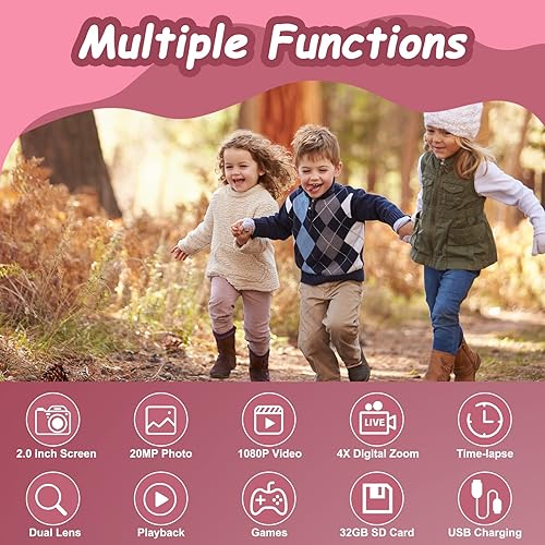 Miniatura 2 de OMOTIYA Cámara para niños, cámara de videocámara digital HD 1080P  cámara de selfie mejorada con cubierta de silicona suave para perros, para niños