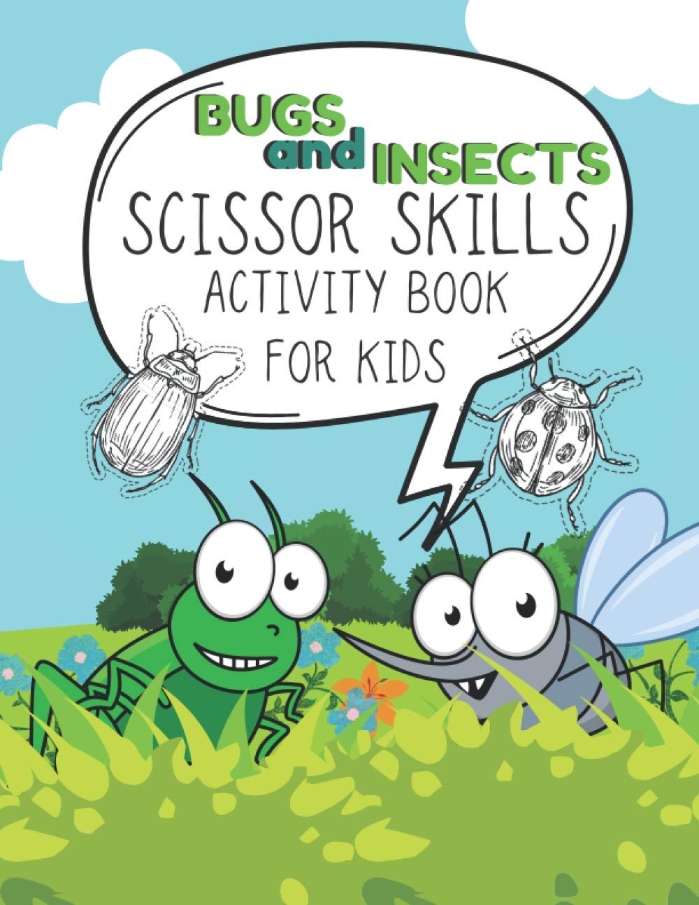 Bugs And Insects Scissor Skills Activity Book For Kids: Coloring And Cutting Workbook For Preschool, Scissors Skills Cutting Practice For Begginer