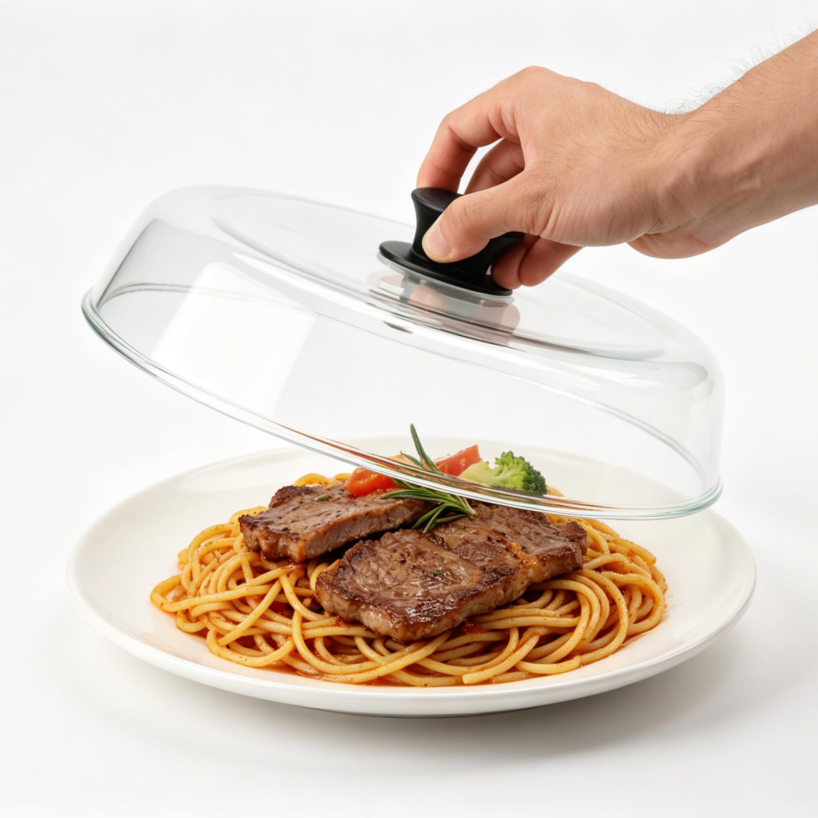 BigKing 10 pulgadas Tapa Microondas Cristal, Ideal para Cocinas y Oficinas | Vidrio de Borosilicato, Transparente, Resistente al Calor, Antisalpicaduras, Libre BPA, Lavavajillas