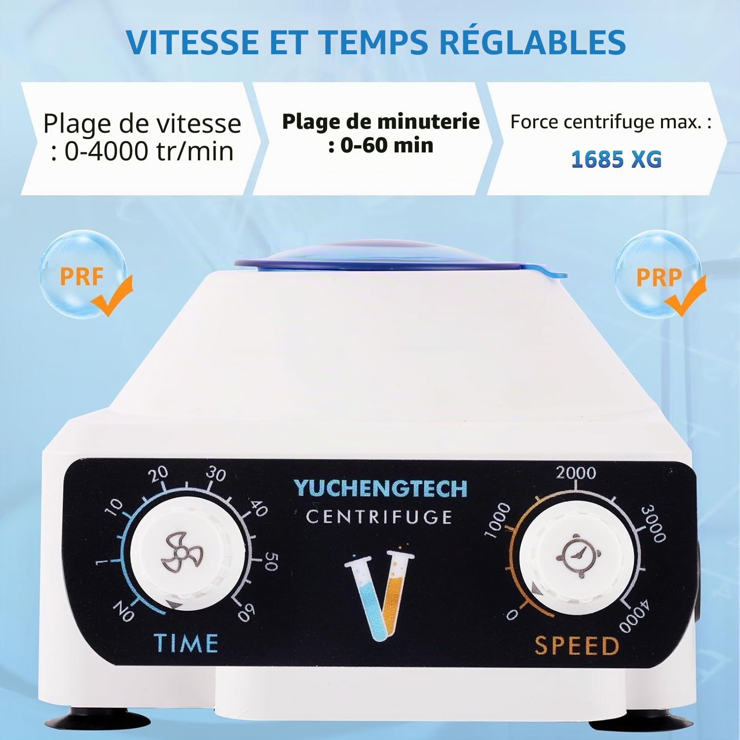 YUCHENGTECH Centrifugeuse de Laboratoire 10mlx6 0-4000 tr/min 0-60 Min | Centrifugeuse de Paillasse Électrique Centrifugeuse à Basse Vitesse 1685xg Compatible avec les Tubes Centrifuger de 5/7/10ml