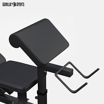 Universal Weight Bench Mit Curlpult Butterfly Dip-Station Beincurler und 6-fach verstellbarer Rückenlehne; Trainingsbank und Kraftstation