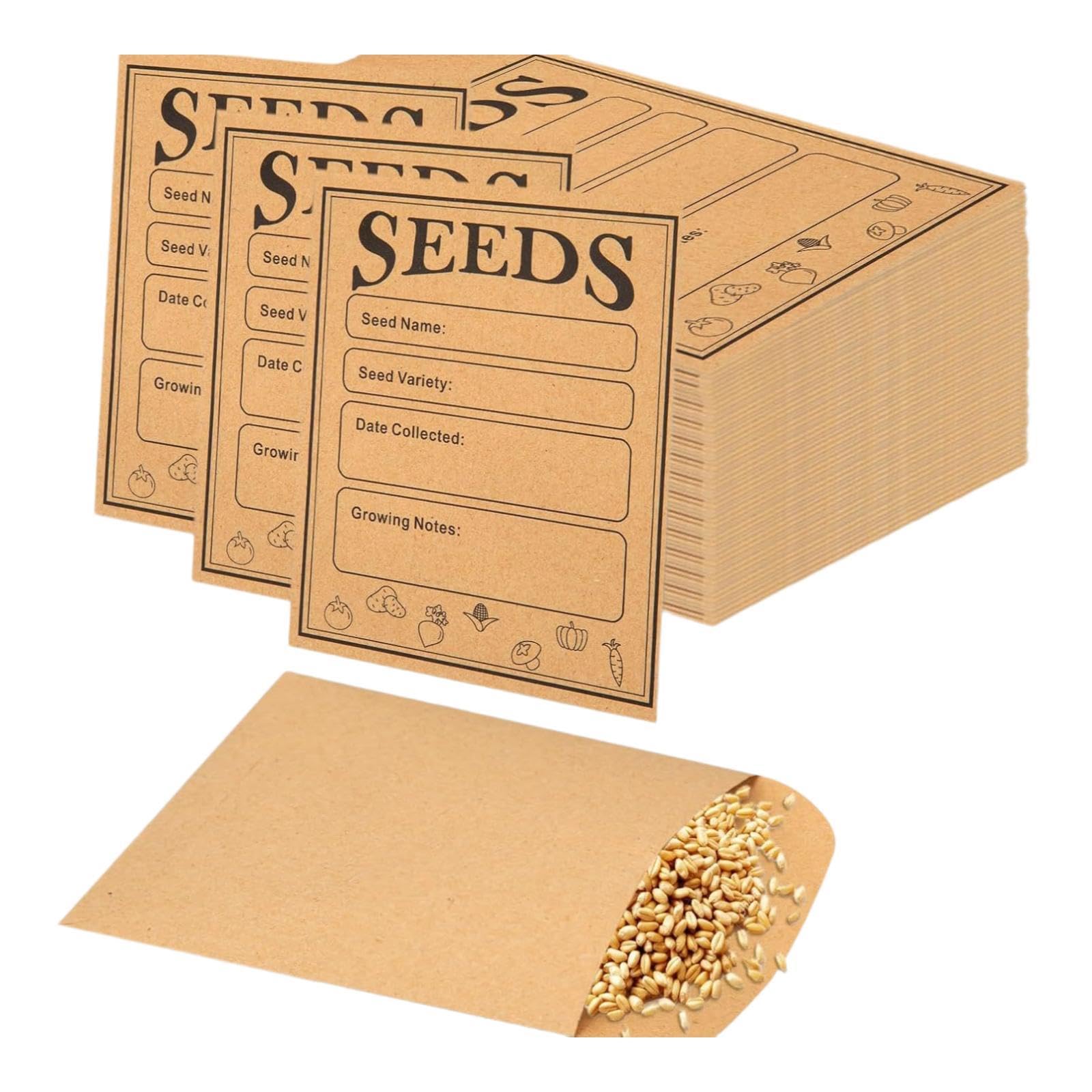 Samenumschläge Aus Lederpapier mit Verschluss, Briefumschläge, Kraftpapier, für Saatgut Pflanzen Und Kleine Gegenstände für Aufbewahrung Und Organisation, Ohne Bindemittel