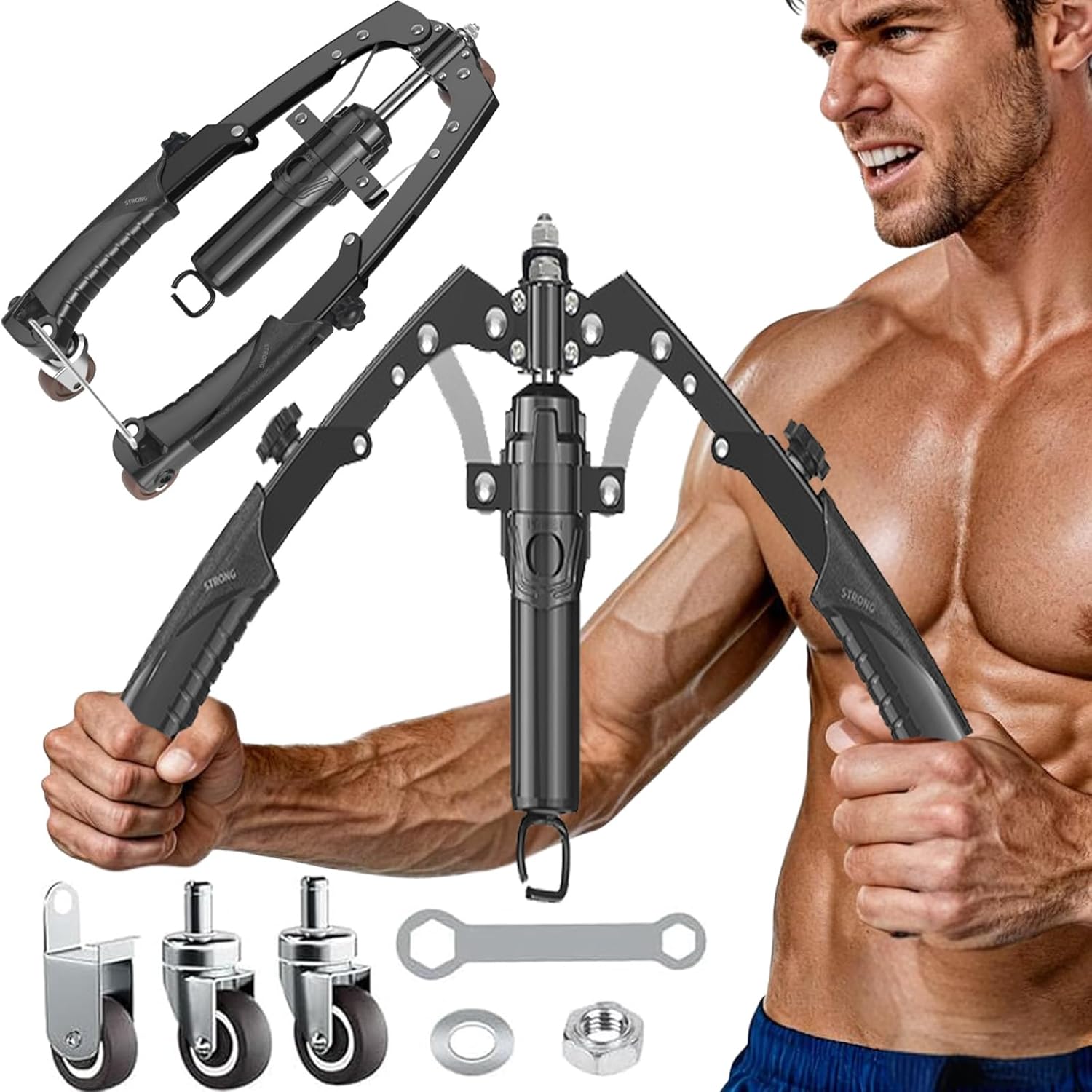 All-in-One Adjustable Hydraulic Arm Exerciser Twister Bar, Chest Expander, for Upper Body & ABS Fitness (10-200kg Adjustable)
