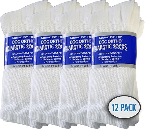 Miniatura 5 de Doc OrthoLoose Fit Diabetic CrewCalcetines 12pares, DO-WHL, L, Blanco